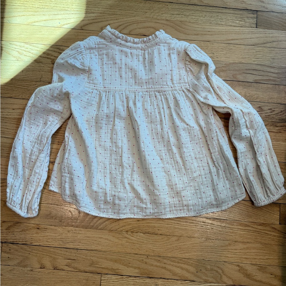 White Long Sleeve Blouse with Dots